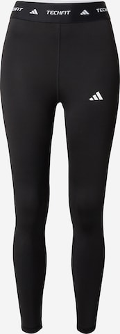 ADIDAS PERFORMANCE Skinny Workout Pants 'TECHFIT 7/8' in Black: front